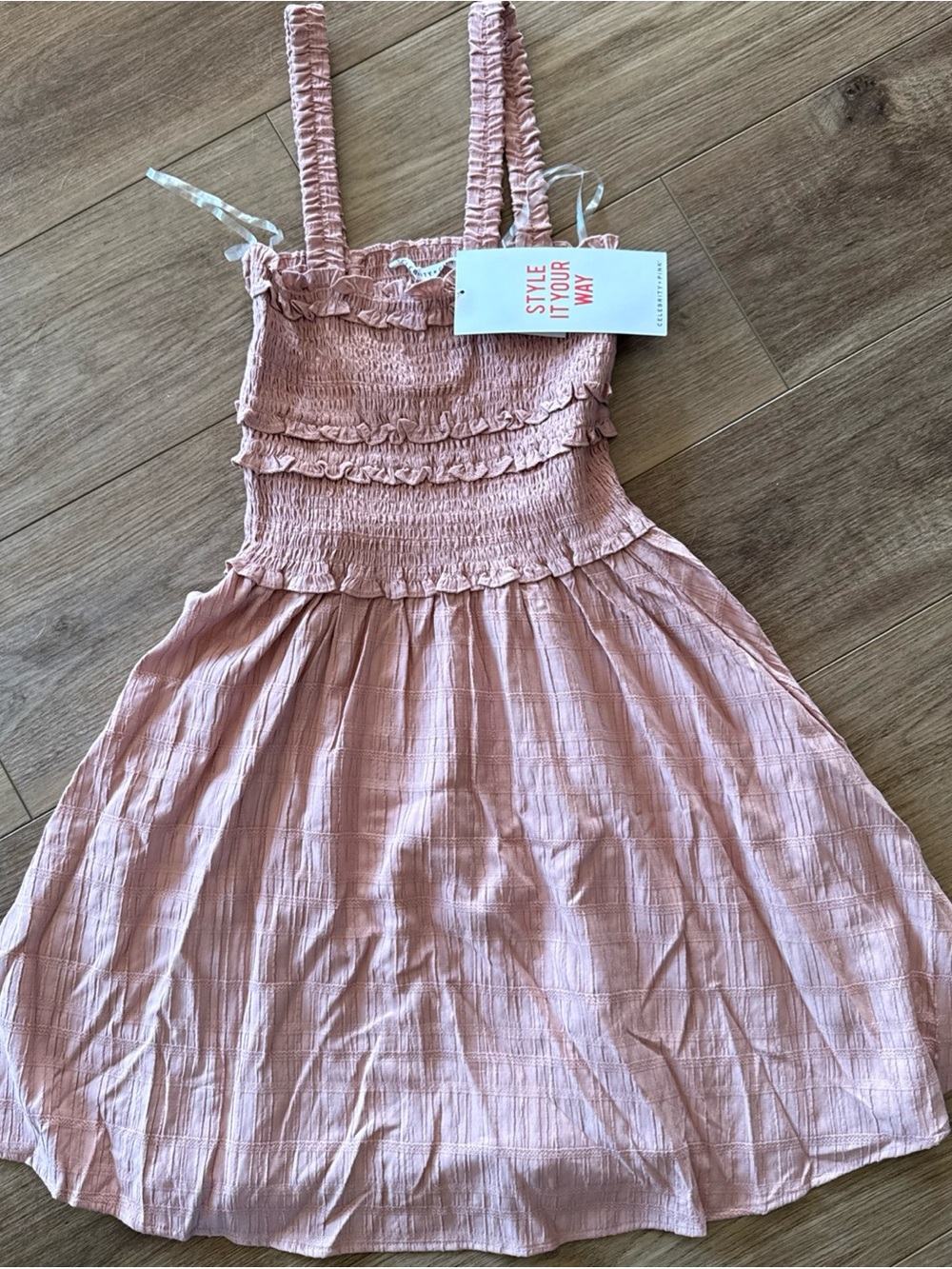 Celebrity Pink Blush Pink Ruffle Smocked Mini Dress